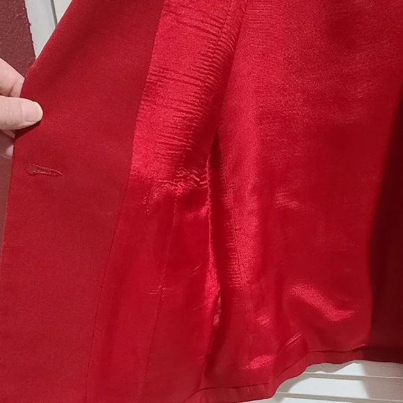 Angelica For Mary Kay Bold Red Jacket Blazer 12 Tall PTP 20 - Picture 7 of 11
